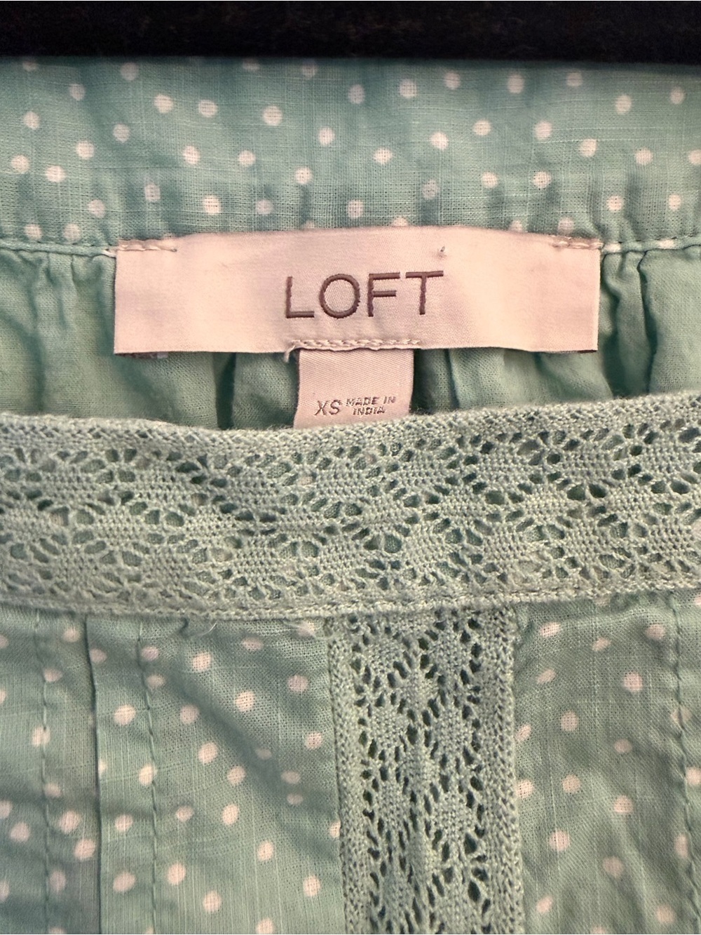 LOFT Mint Green Polka Dot Square-Neck Puff Sleeve Tunic - Picture 5 of 6